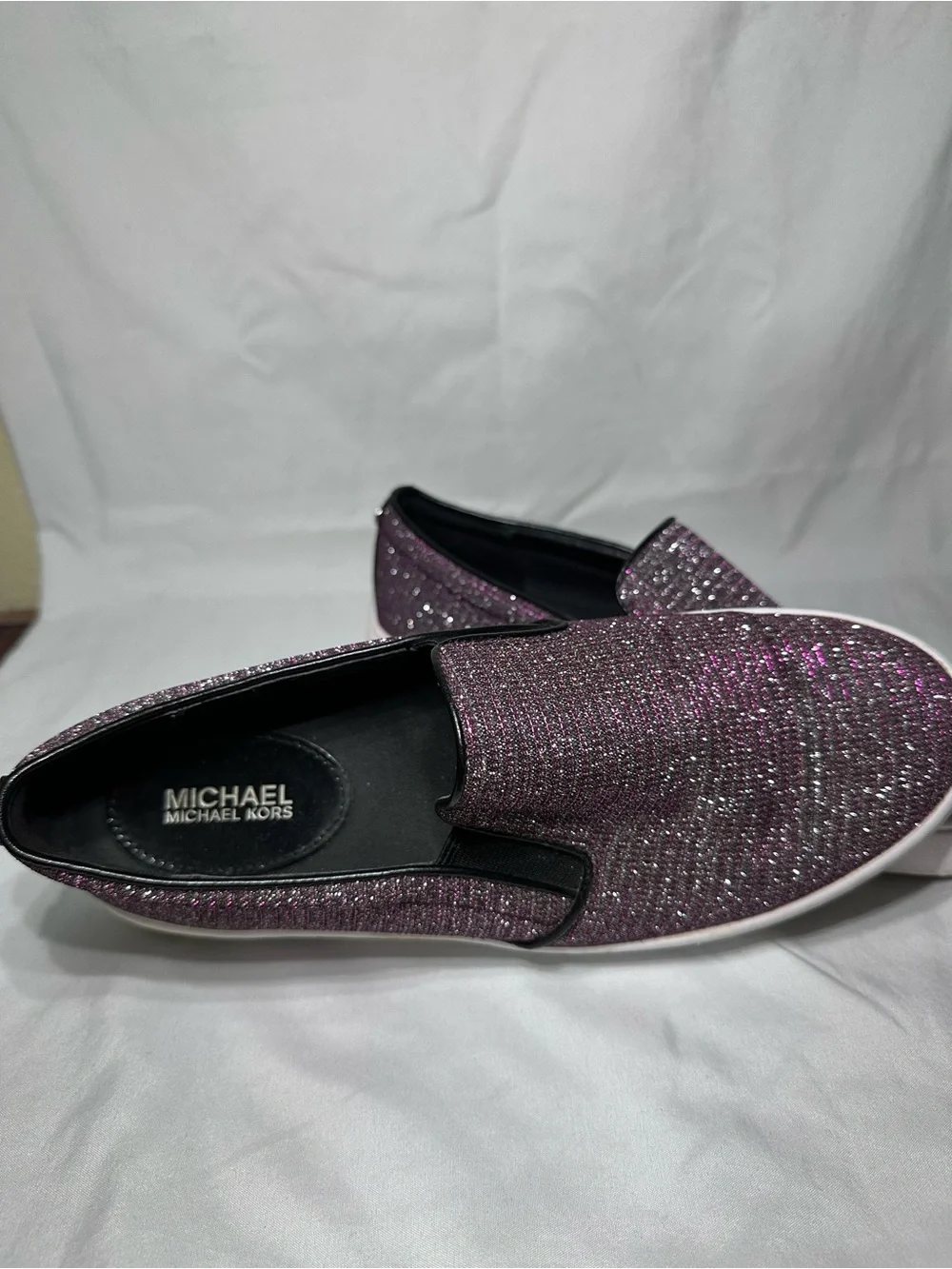 Michael Kors Glitter Slip-On Sneakers in Shimmery Purple